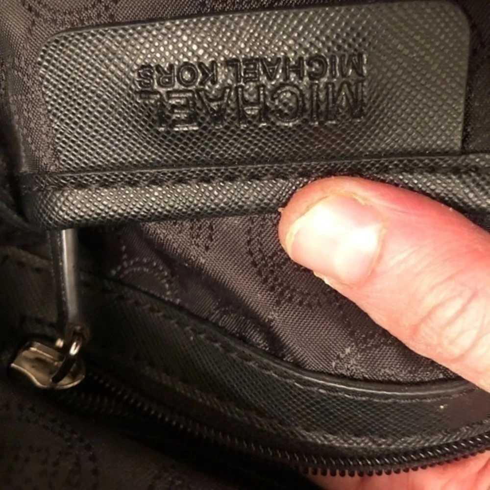 Michael kors black leather micro studded tote bag